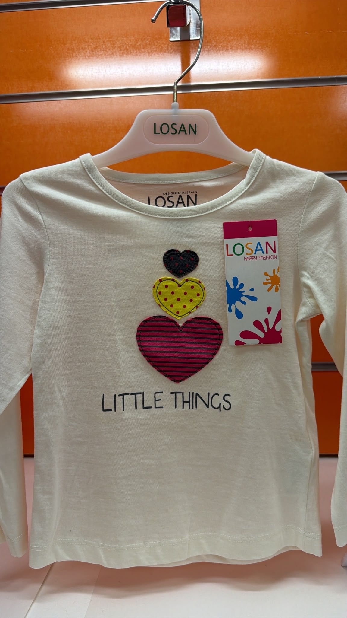 Camiseta niña Losan “Little Things” blanca — fotografía del producto