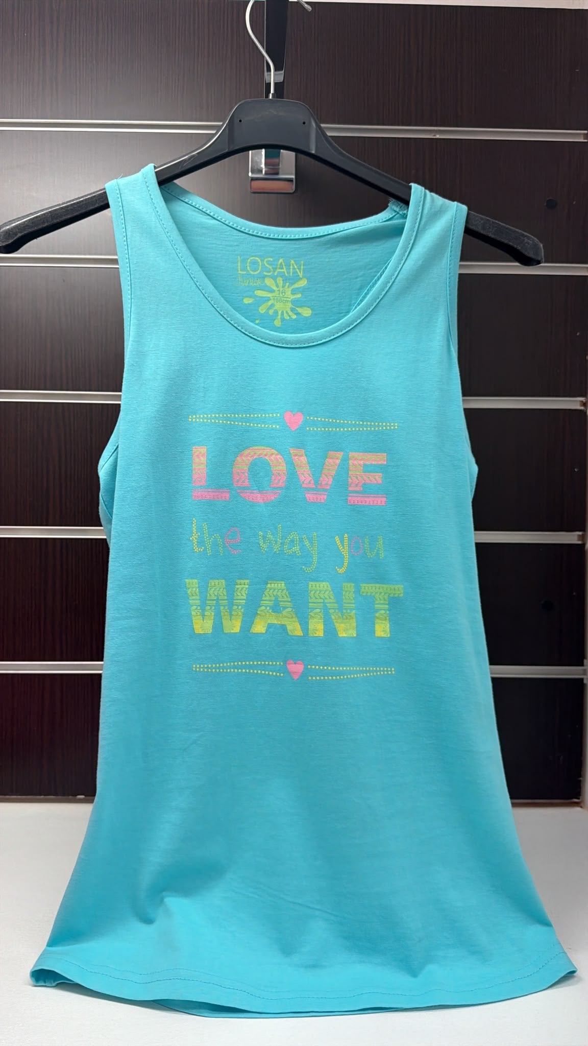 Camiseta de tirantes Losan turquesa Love — fotografía del producto