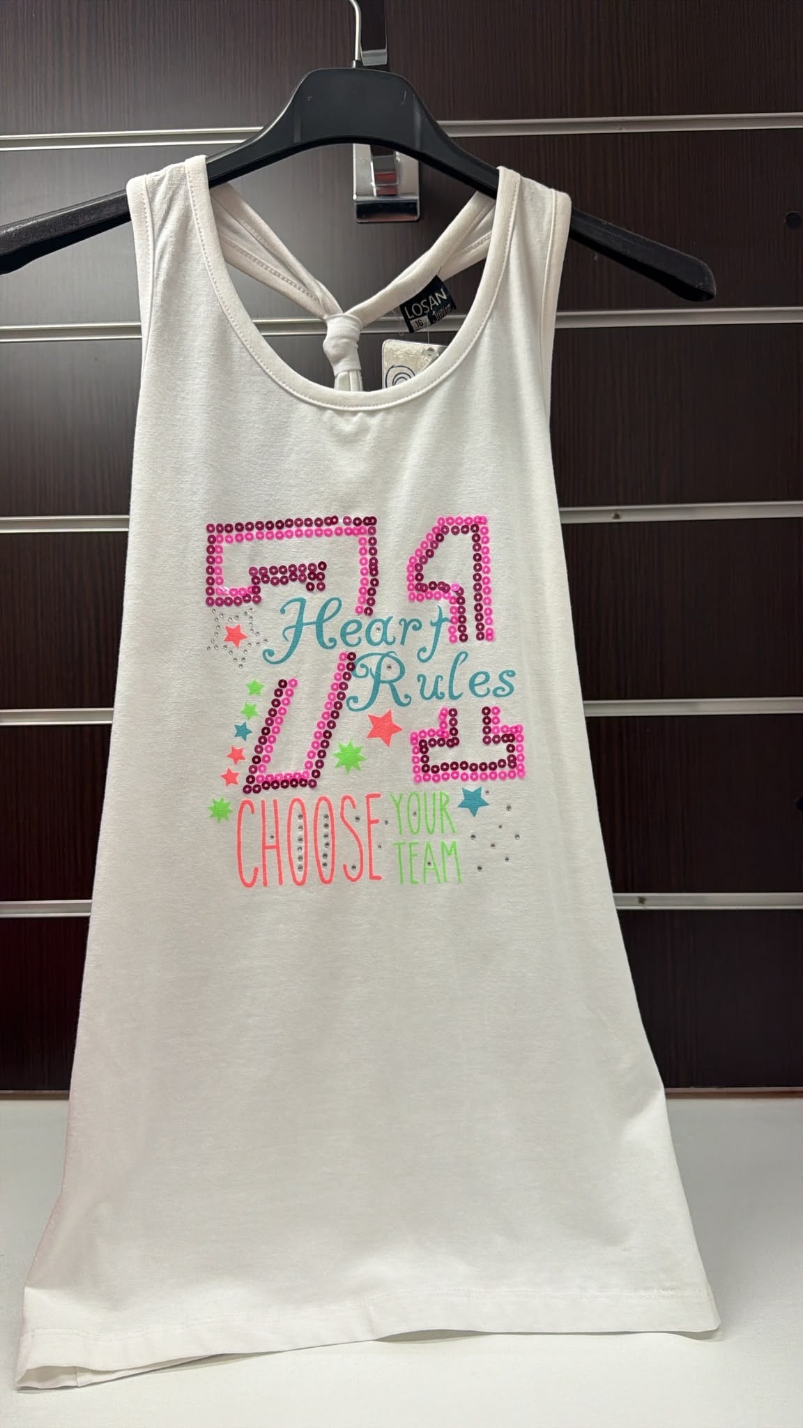 Camiseta larga Losan blanca Heart Rules — fotografía del producto