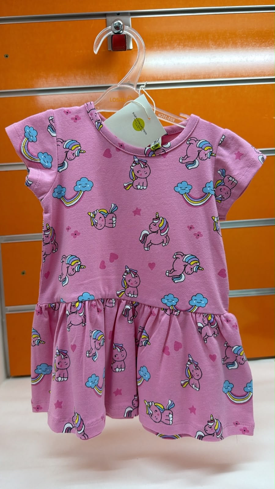 Vestido bebé Losan rosa de unicornios — fotografía del producto