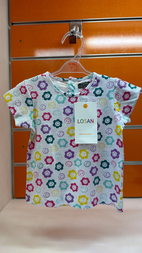 Camiseta bebé Losan flores sonrientes multicolor — fotografía del producto