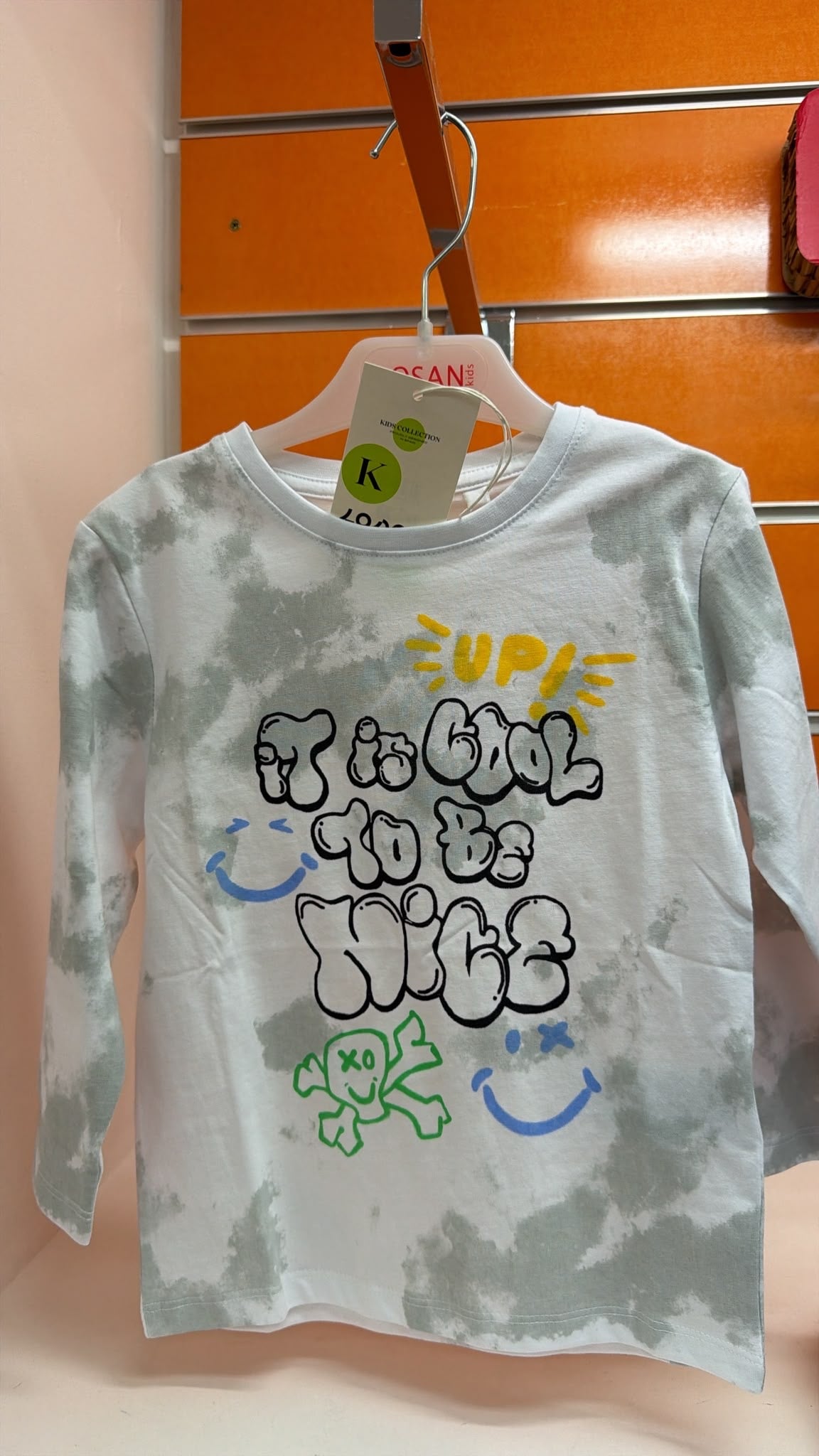 Camiseta niño Losan tie-dye gris con mensaje — fotografía del producto