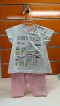 Conjunto bebé Losan Summer Beach camiseta y legging rosa — fotografía del producto