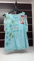 Conjunto Losan camiseta turquesa con encaje y short floral — fotografía del producto