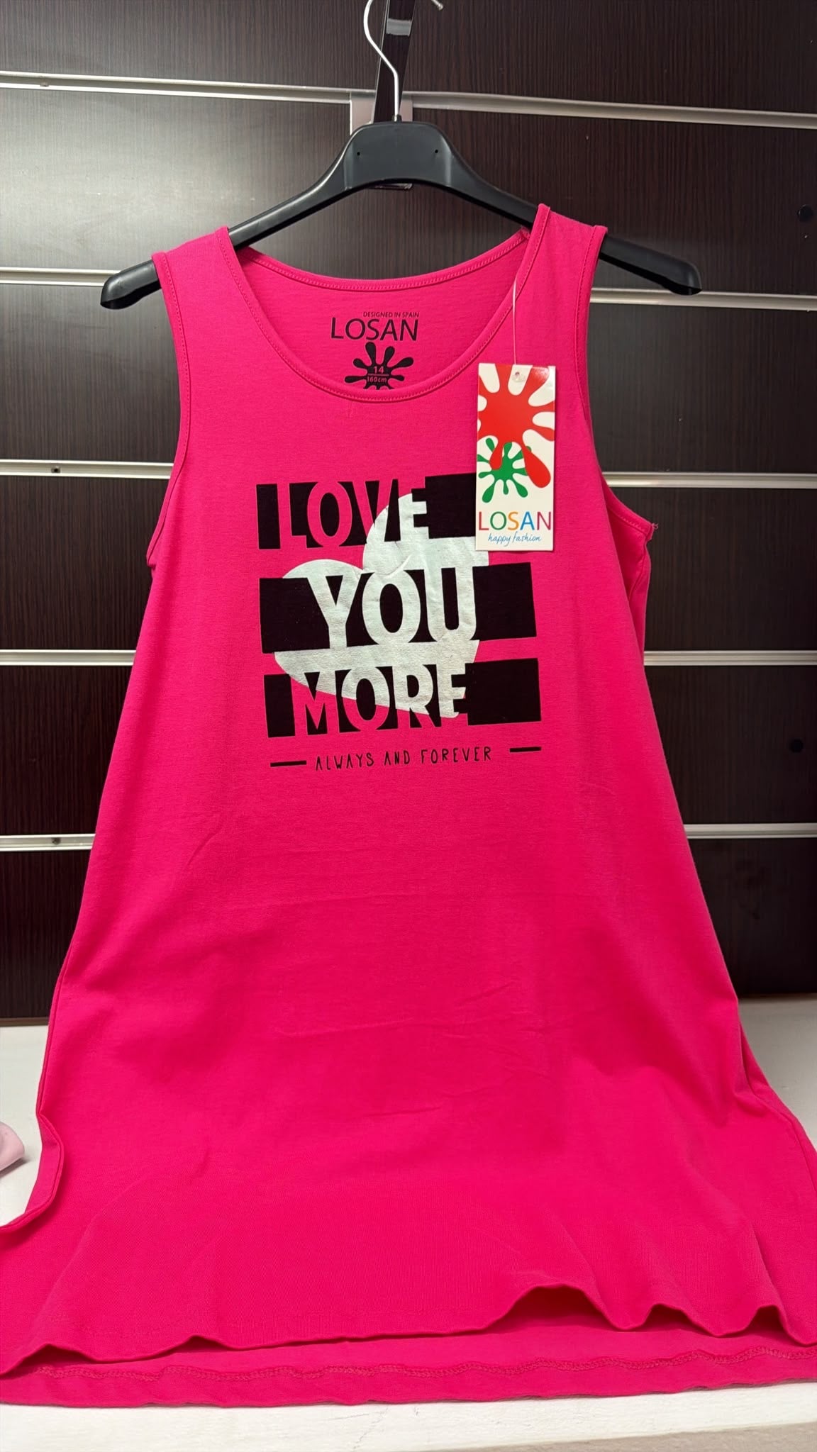 Vestido niña Losan fucsia Love You More — fotografía del producto