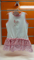 Vestido bebé niña Losan blanco y rosa con volante — fotografía del producto