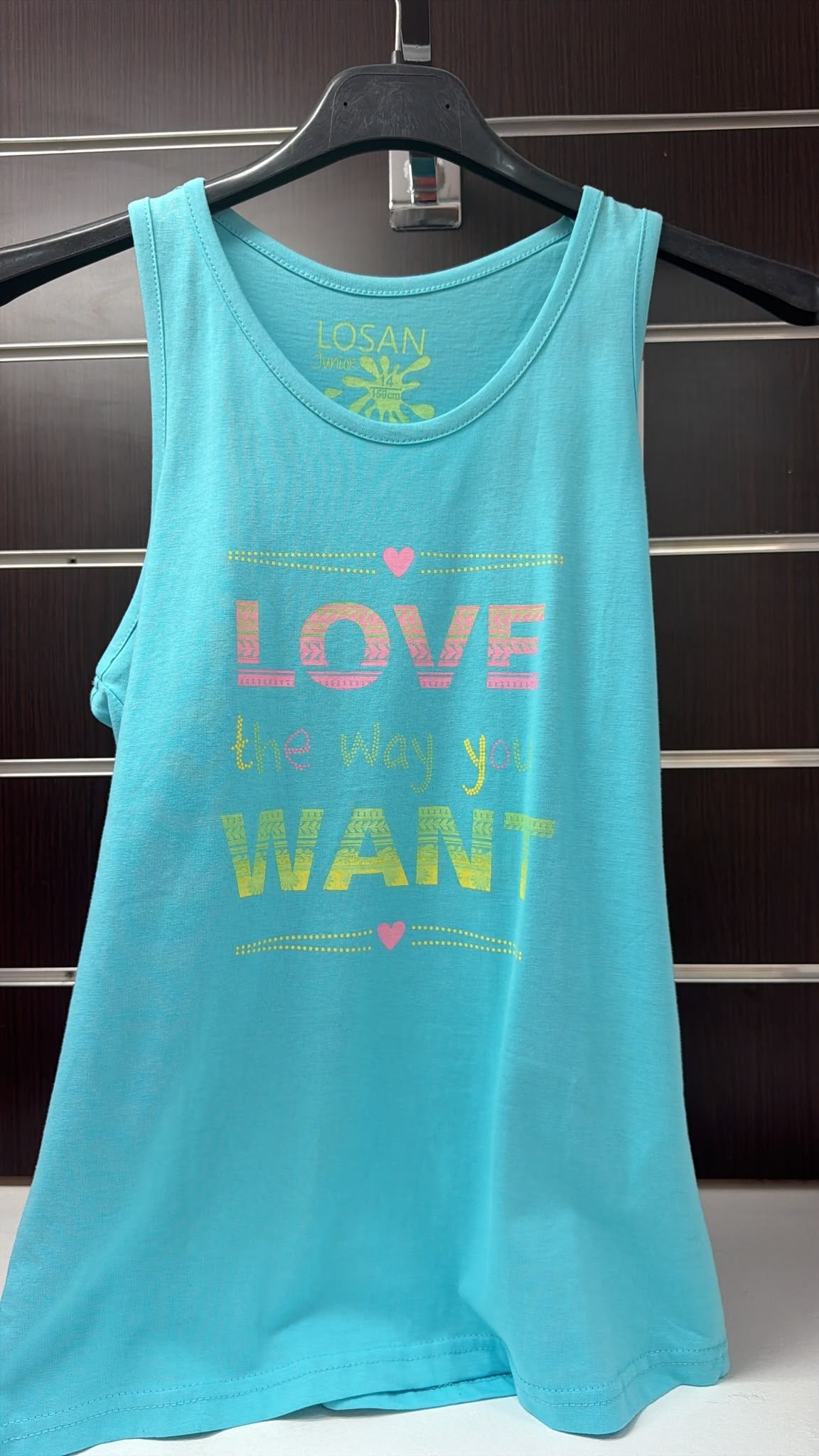 Camiseta de tirantes Losan turquesa Love — fotografía del producto