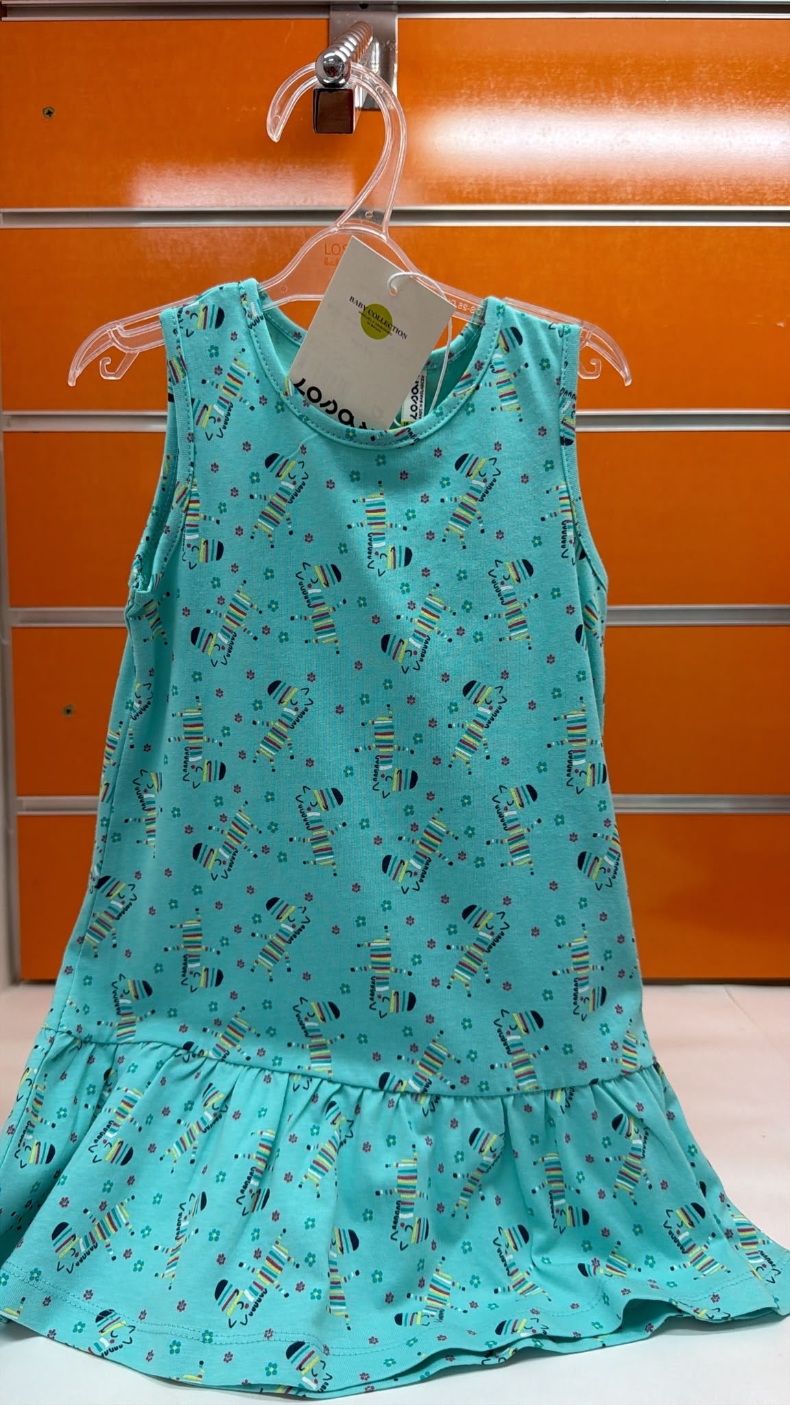 Vestido bebé Losan turquesa con cebras — fotografía del producto