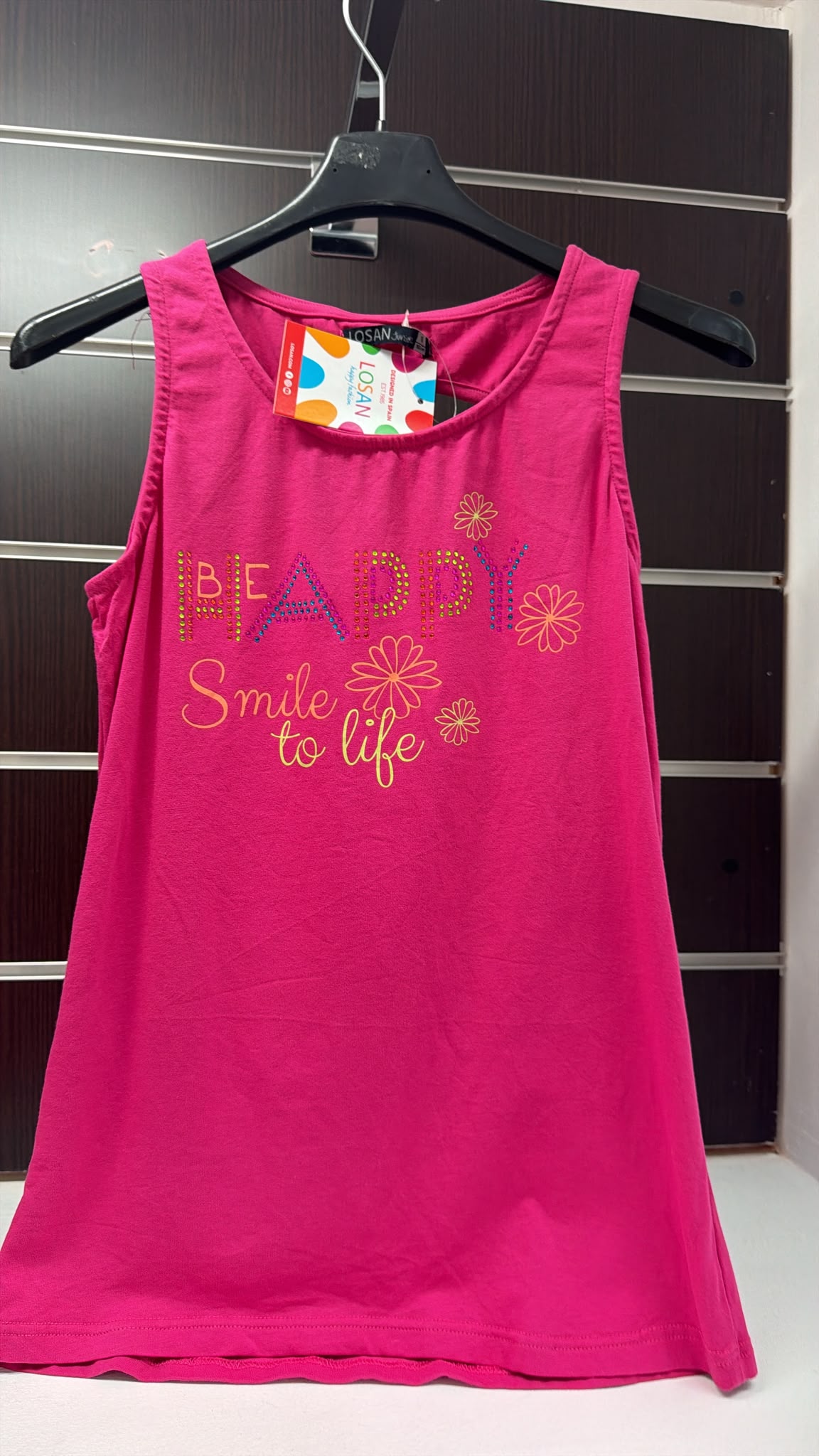 Camiseta de tirantes Losan fucsia Be Happy — fotografía del producto