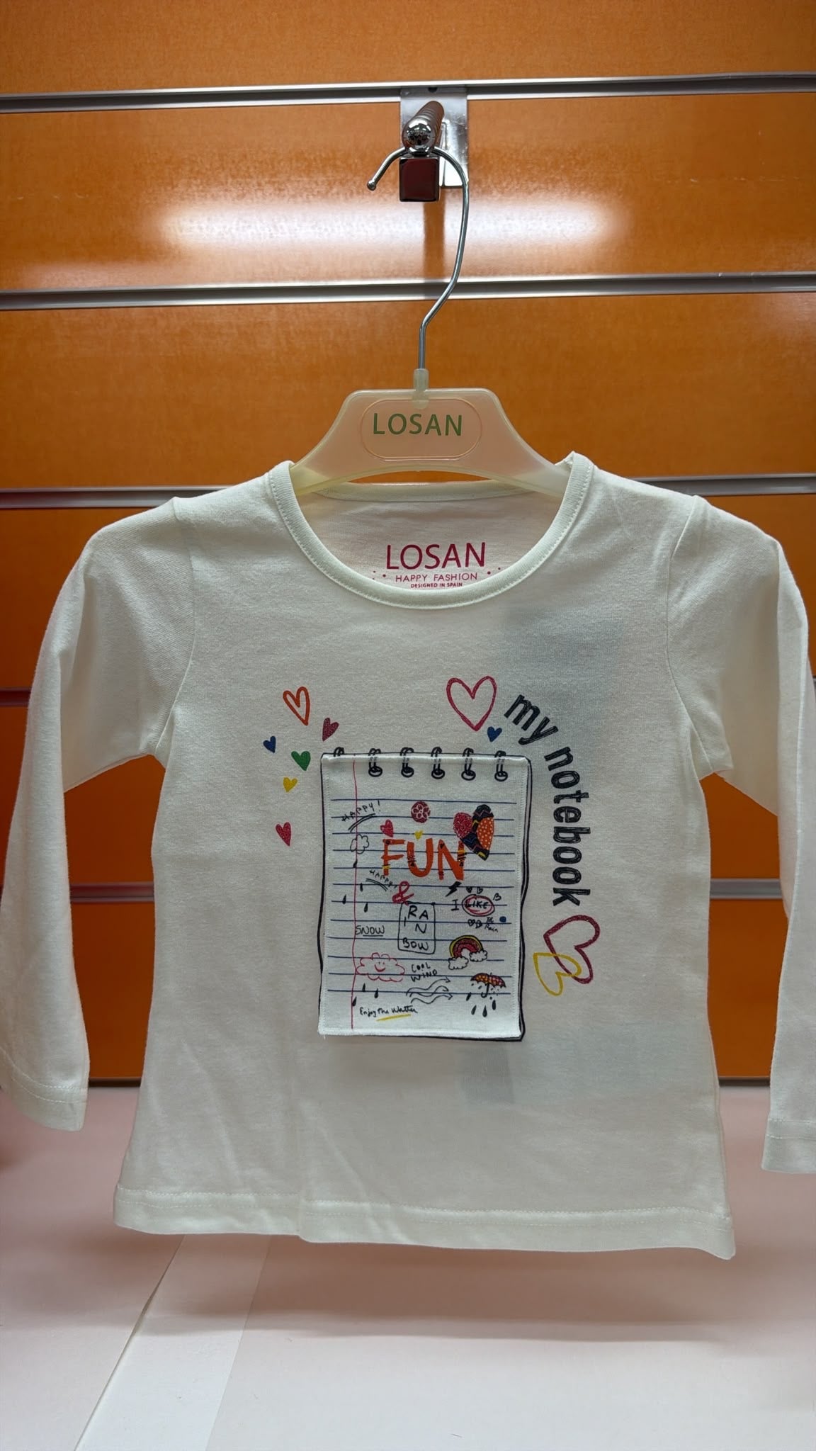 Camiseta niña Losan “My Notebook” blanca — fotografía del producto