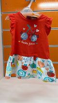 Vestido bebé Tuc Tuc rojo con falda estampada — fotografía del producto