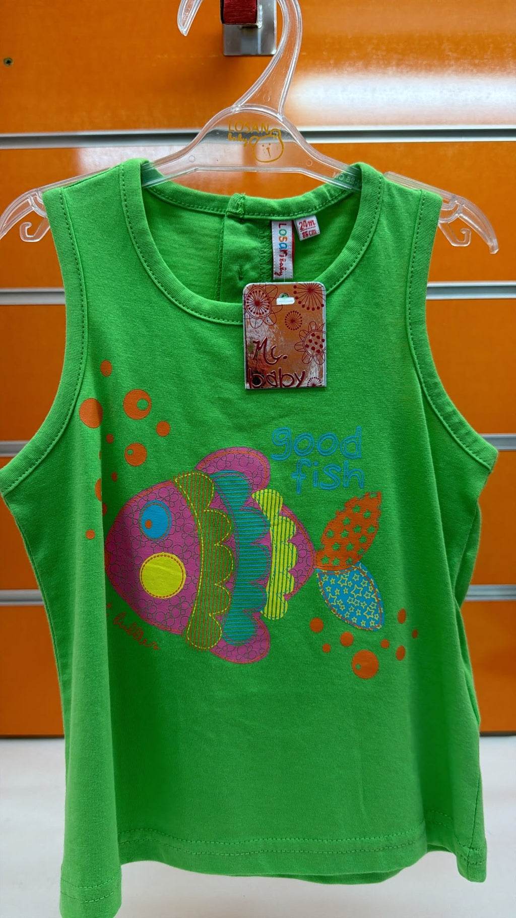 Camiseta de tirantes bebé niña Losan fucsia con pez — fotografía del producto