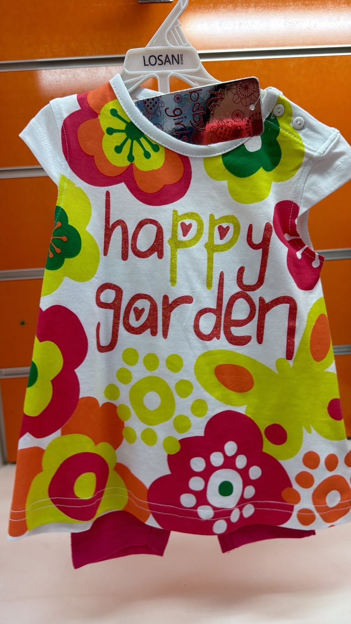 Conjunto bebé niña Happy Garden con pantalón fucsia — fotografía del producto