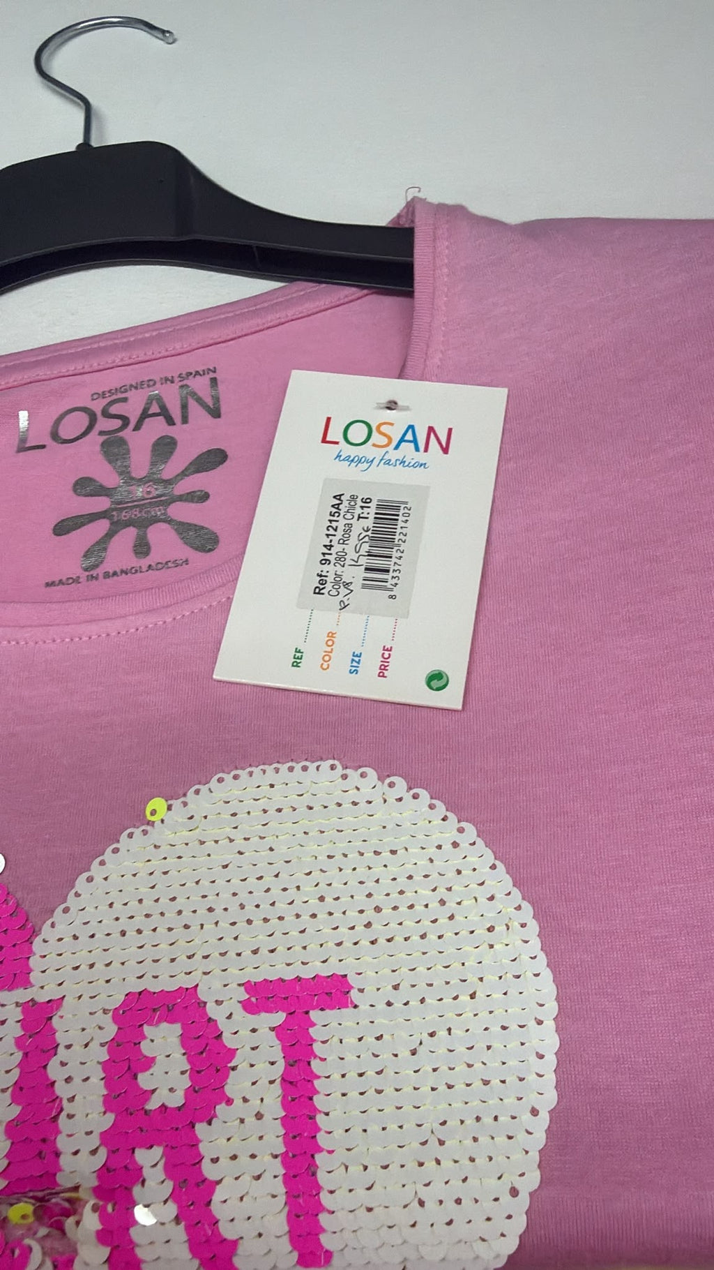 Camiseta niña Losan con corazón de lentejuelas — fotografía del producto