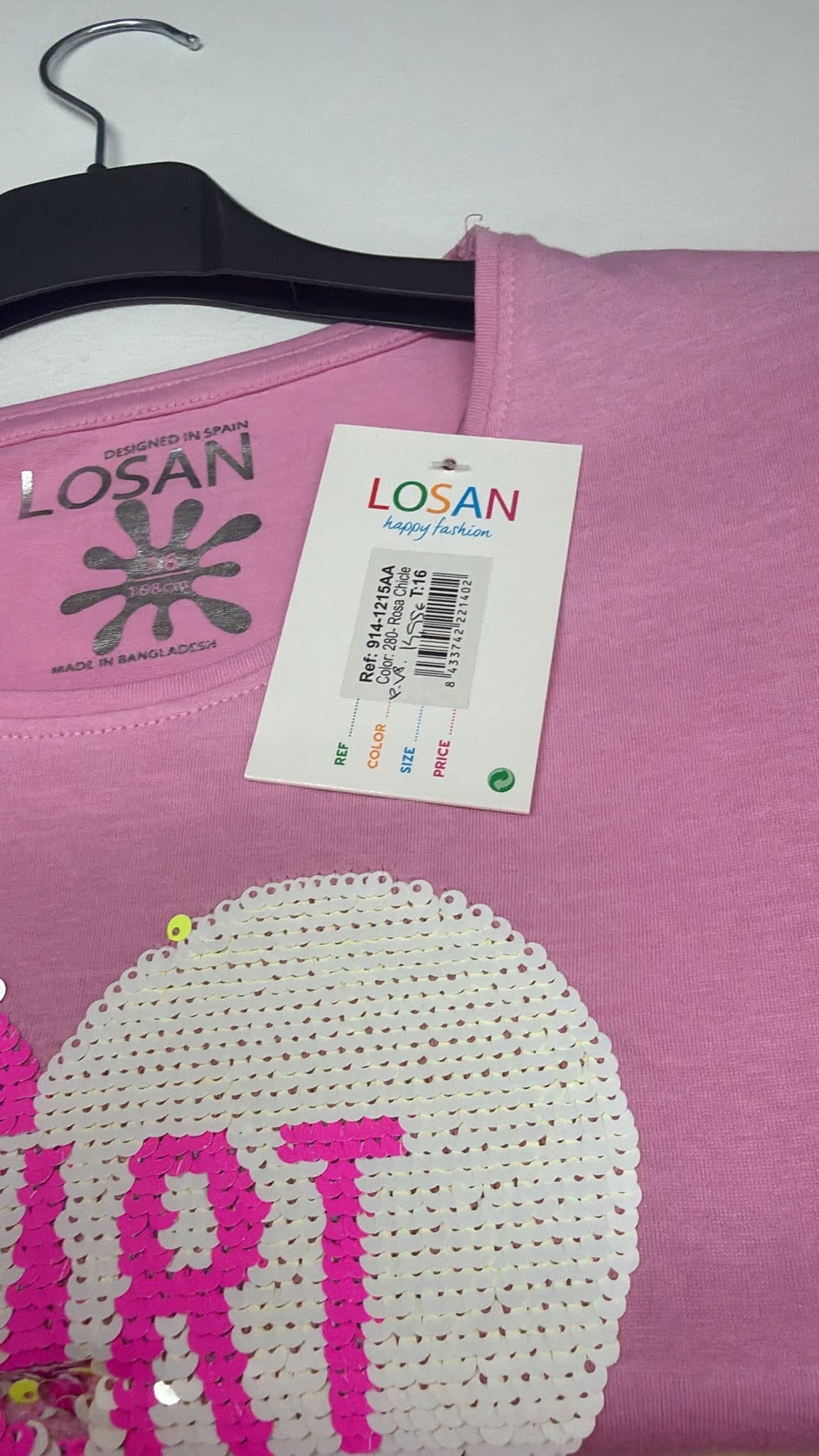 Camiseta niña Losan con corazón de lentejuelas — fotografía del producto