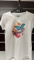 Camiseta Losan blanca con mariposas — fotografía del producto