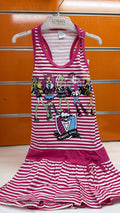 Vestido niña Monster Girls rosa de rayas — fotografía del producto