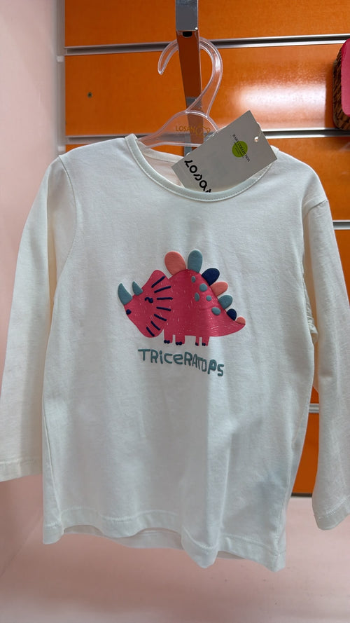 Camiseta bebé Losan Triceratops blanca — fotografía del producto