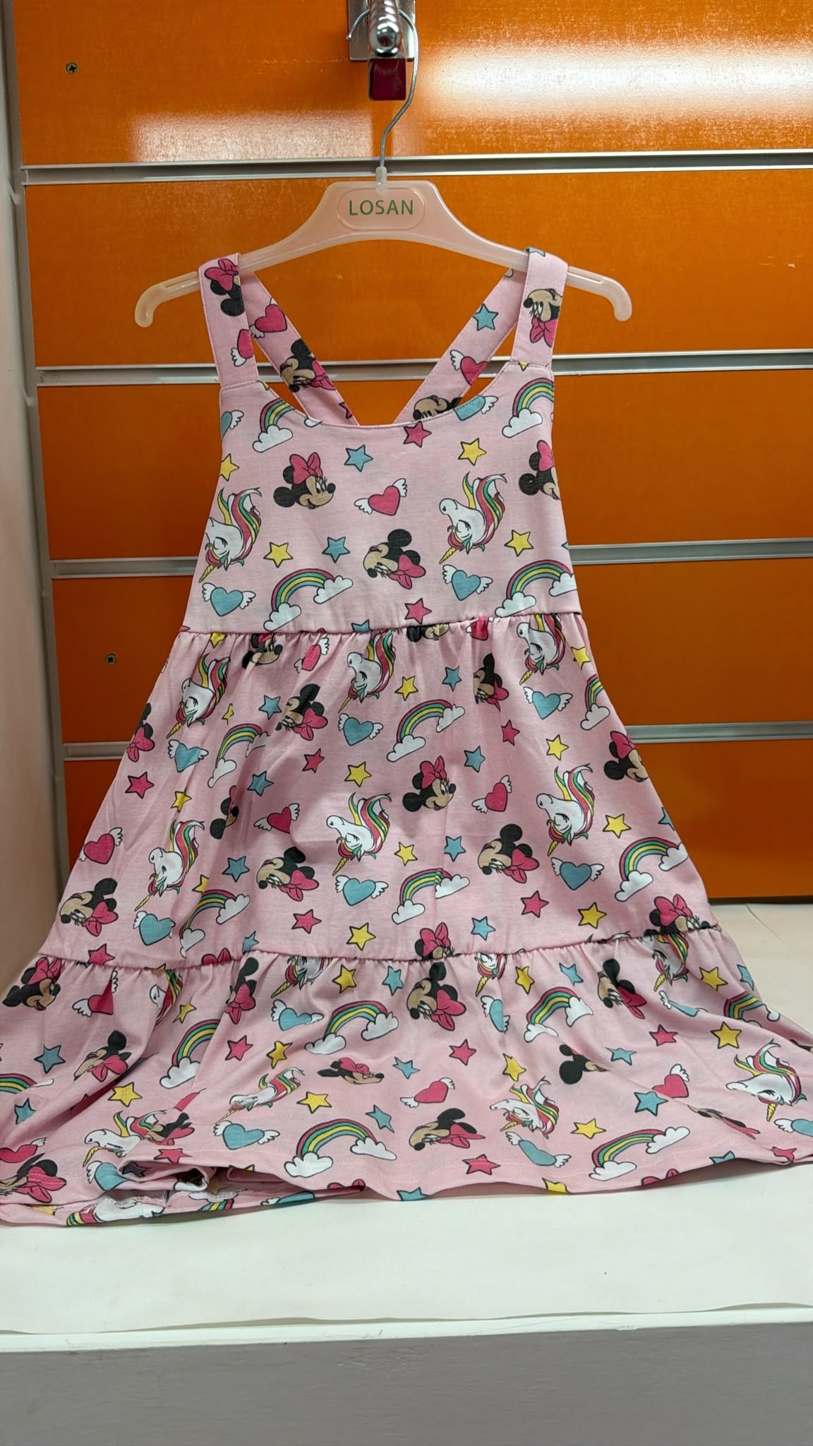 Vestido niña Losan rosa de Minnie y unicornios — fotografía del producto