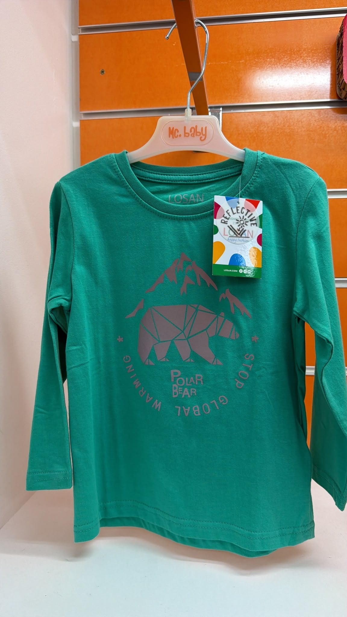 Camiseta niño Losan verde con oso polar — fotografía del producto