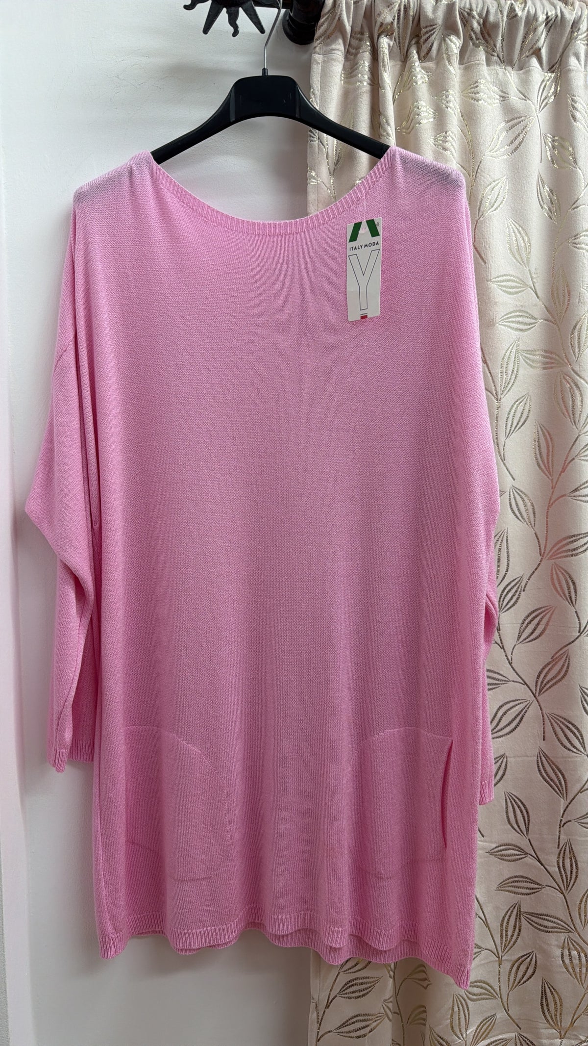 Jersey largo rosa con bolsillos — fotografía del producto