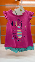 Conjunto bebé niña Losan fucsia con cebra y short turquesa — fotografía del producto