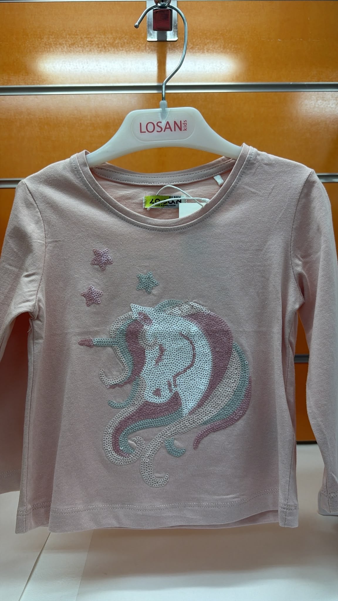Camiseta niña Losan unicornio de lentejuelas rosa — fotografía del producto