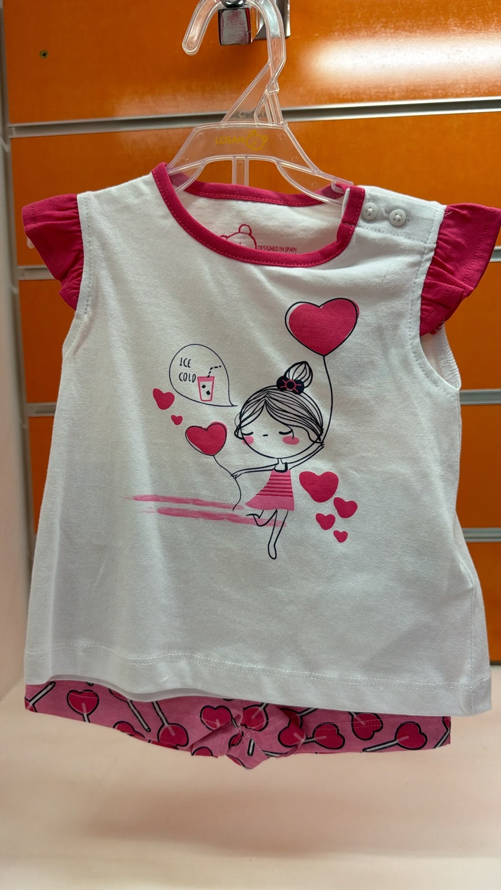 Conjunto bebé niña Losan con short estampado — fotografía del producto