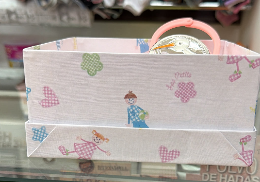 Caja guardachupete + cadena cigüeña rosa — fotografía del producto