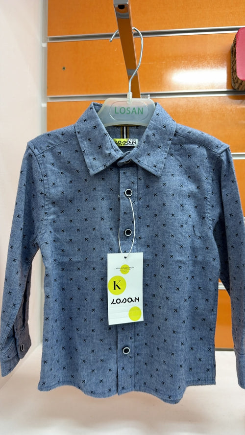 Camisa niño Losan azul con estampado — fotografía del producto