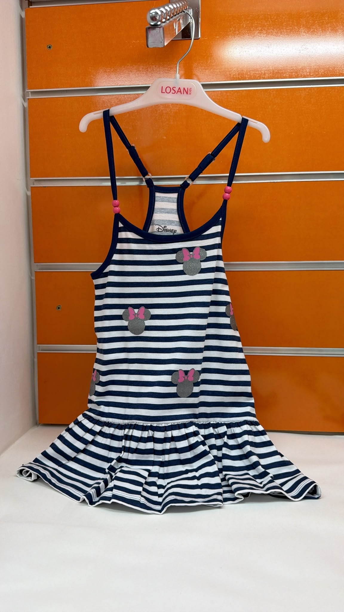 Vestido niña Disney Minnie de rayas azul marino y blanco — fotografía del producto