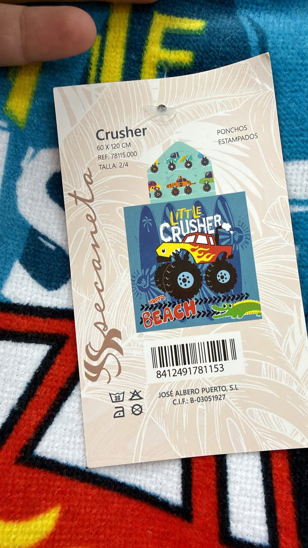 Poncho toalla infantil Monster Truck — fotografía del producto