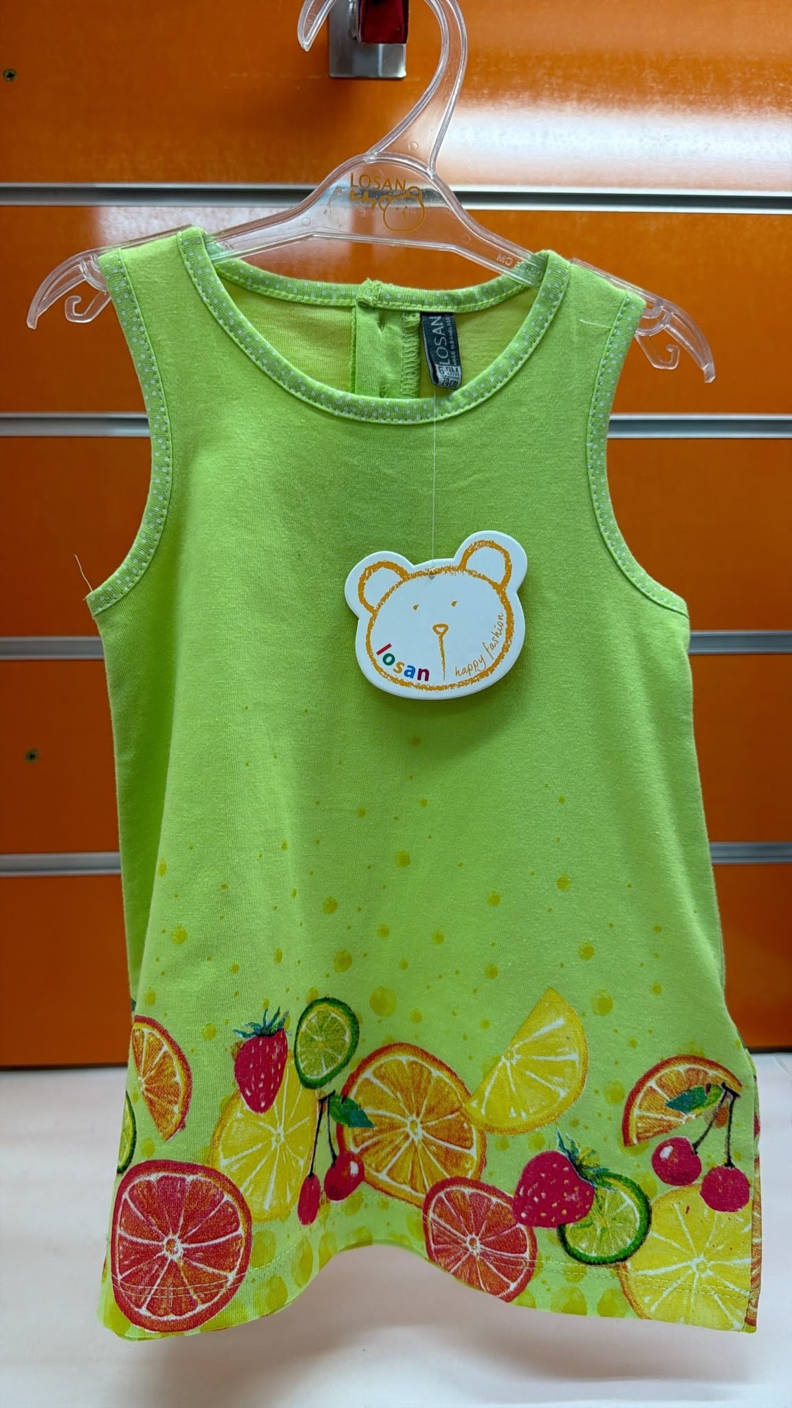Camiseta larga bebé niña Losan verde lima con frutas — fotografía del producto
