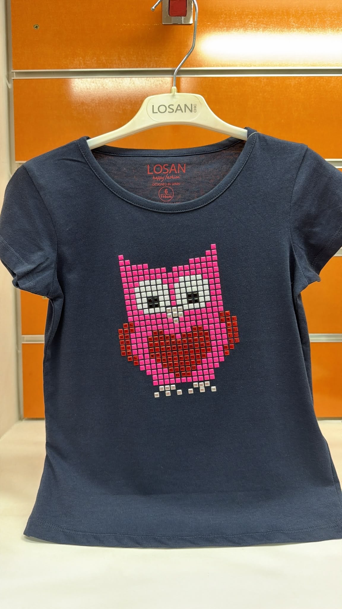 Camiseta niña Losan roja búho — fotografía del producto