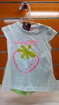 Conjunto bebé niña Losan Sweet Strawberry con short verde — fotografía del producto