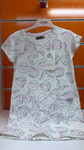 Vestido niña Losan blanco con estampado de caras — fotografía del producto