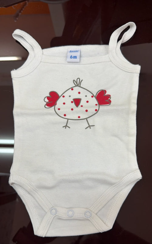 Body bebé blanco de tirantes con pollito — fotografía del producto