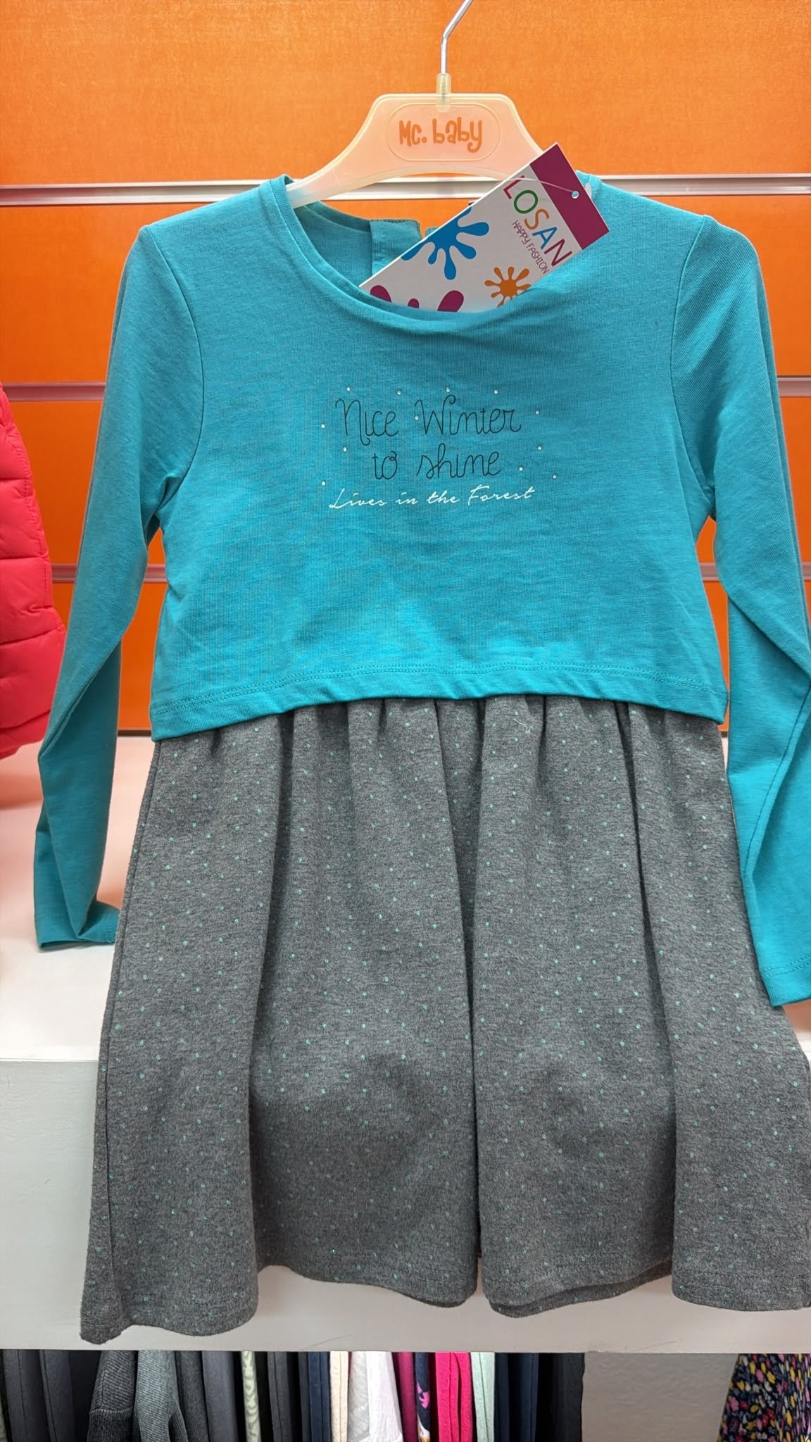 Vestido niña Losan turquesa y gris — fotografía del producto