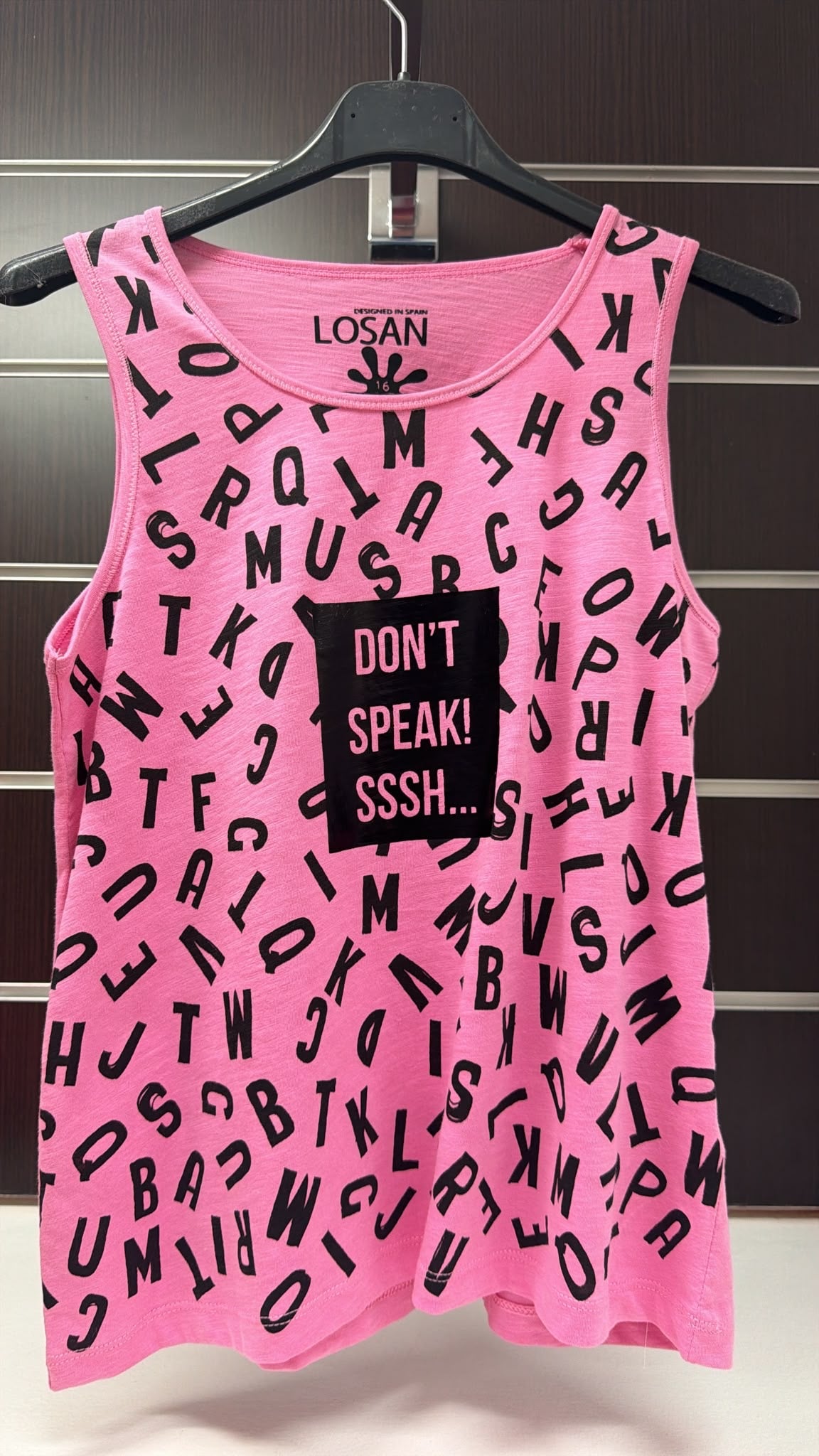 Camiseta de tirantes Losan rosa Don’t Speak — fotografía del producto