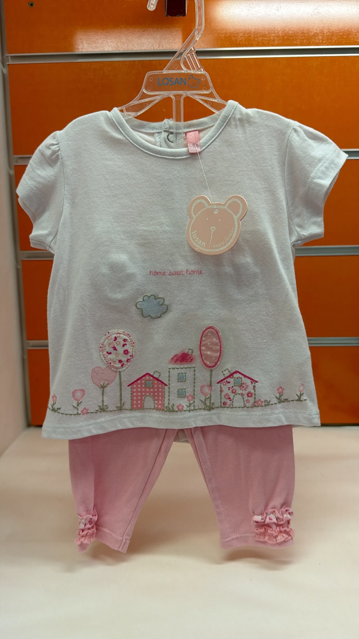Conjunto bebé niña Losan blanco y rosa Home Sweet Home — fotografía del producto