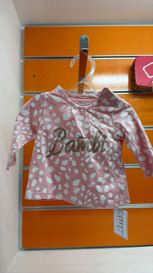 Camiseta bebé Disney Bambi rosa animal print — fotografía del producto