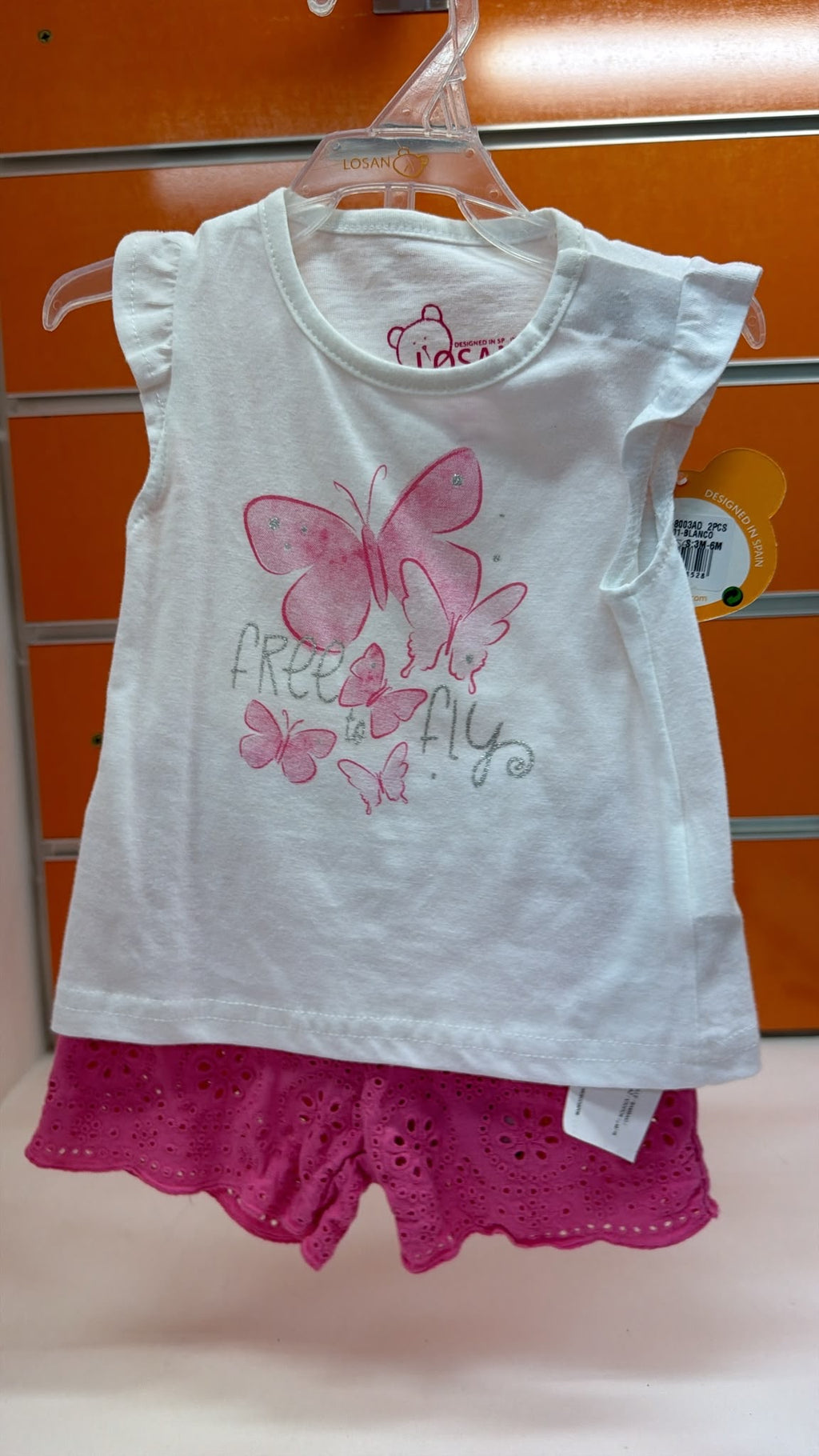 Conjunto bebé Losan mariposas blanco y fucsia — fotografía del producto