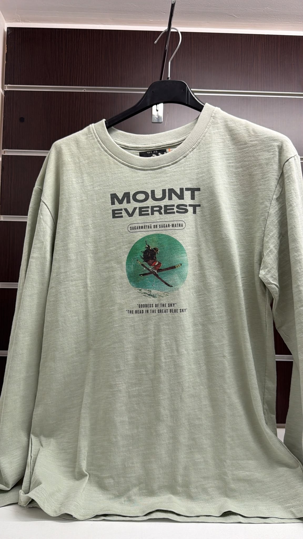 Camiseta juvenil verde claro Mount Everest — fotografía del producto