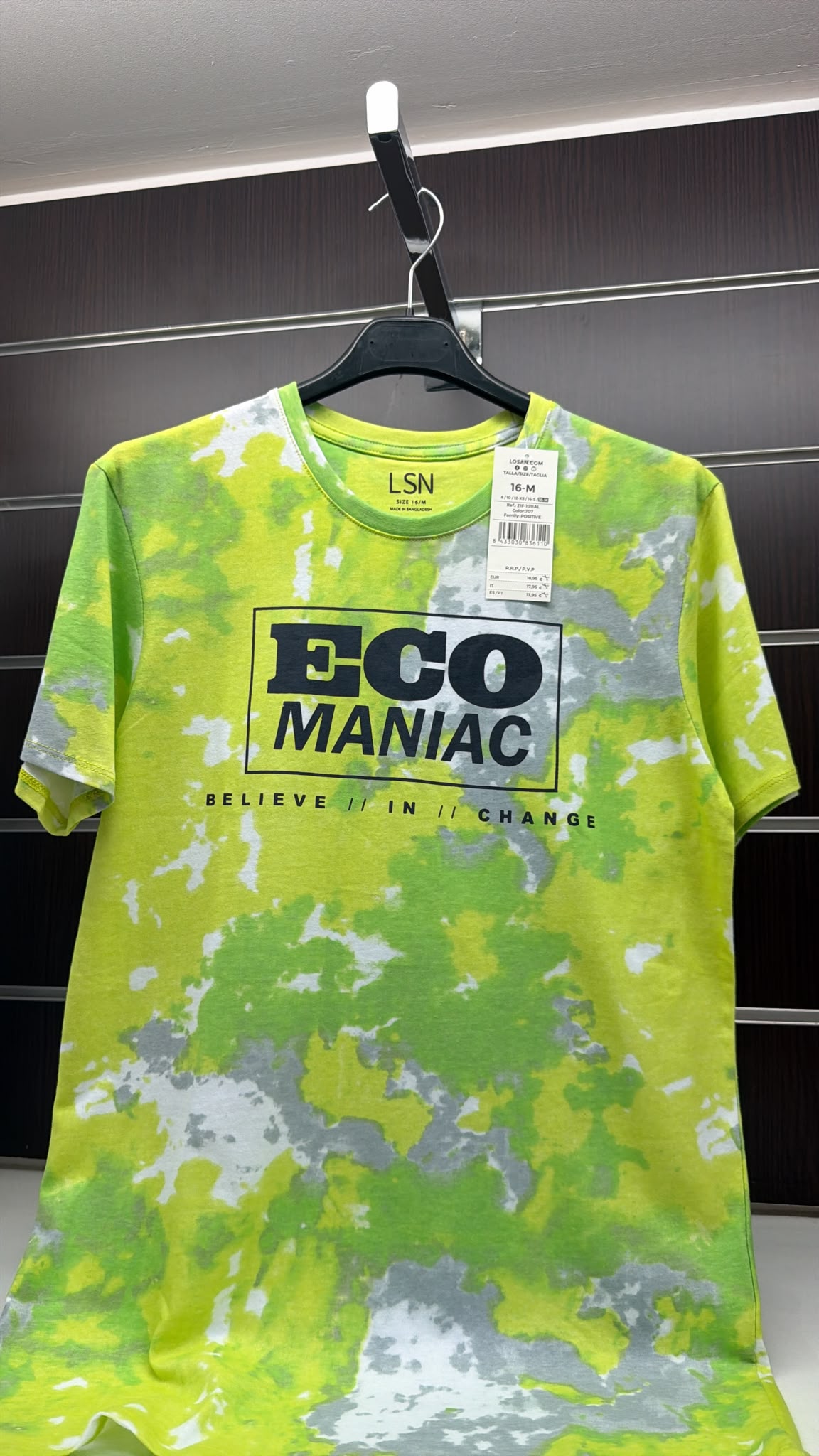 Camiseta juvenil Losan verde tie-dye Eco Maniac — fotografía del producto