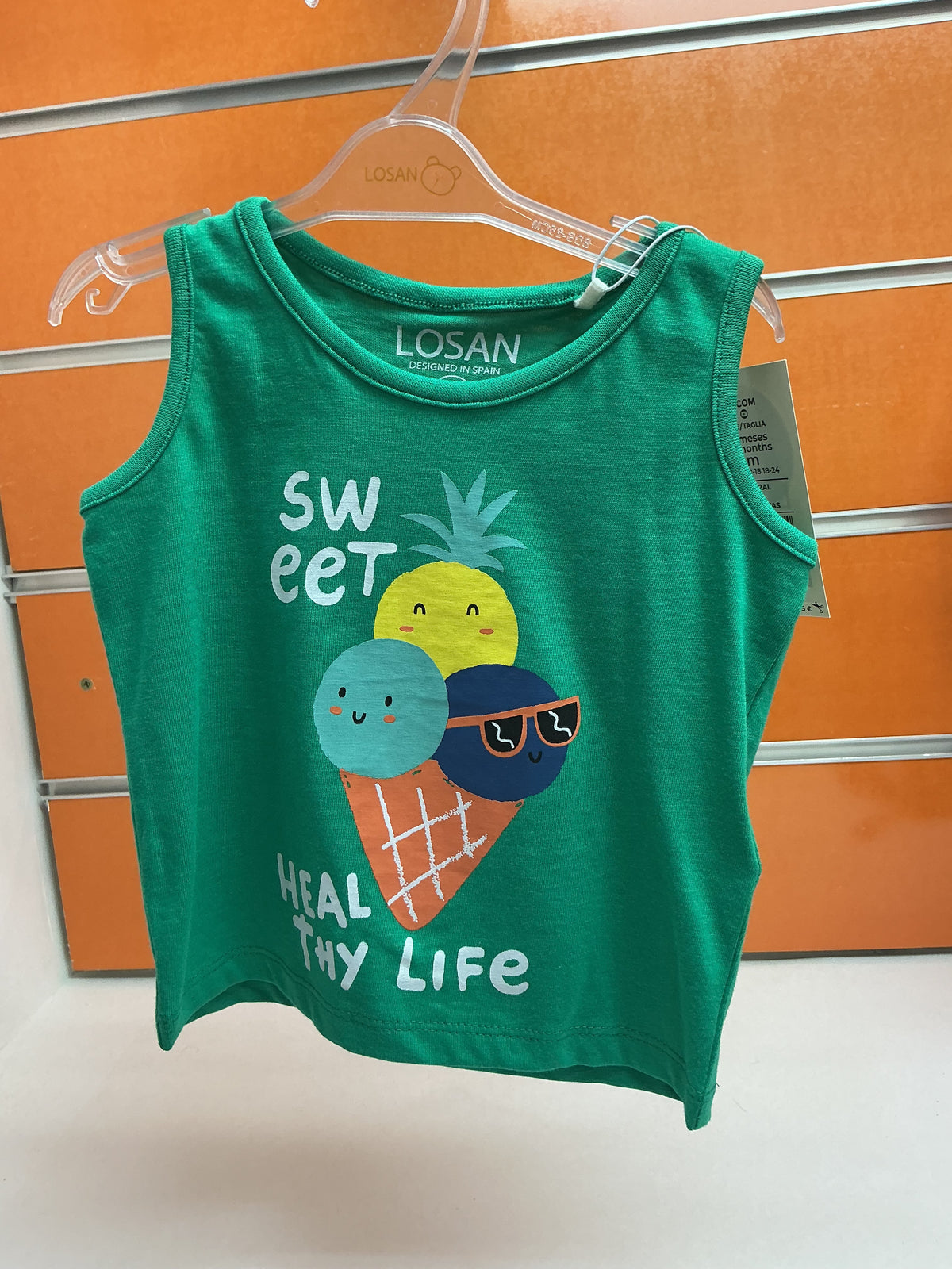 Camiseta bebé Losan tirantes helado verde — fotografía del producto