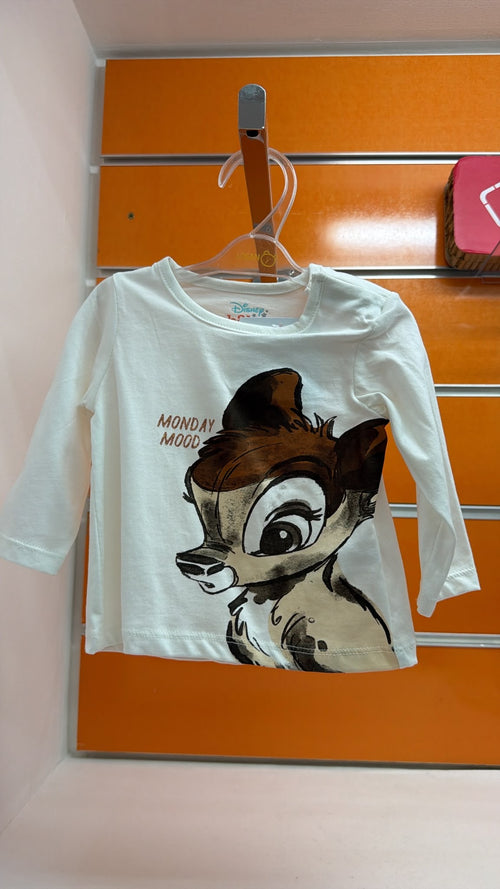 Camiseta bebé Disney Bambi Monday Mood blanca — fotografía del producto