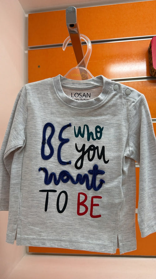 Camiseta bebé Losan gris con mensaje — fotografía del producto