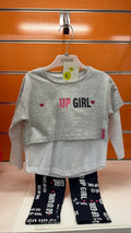 Conjunto niña Losan “Go Up Girl” gris y negro — fotografía del producto