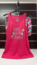Conjunto Losan camiseta fucsia y short floral — fotografía del producto
