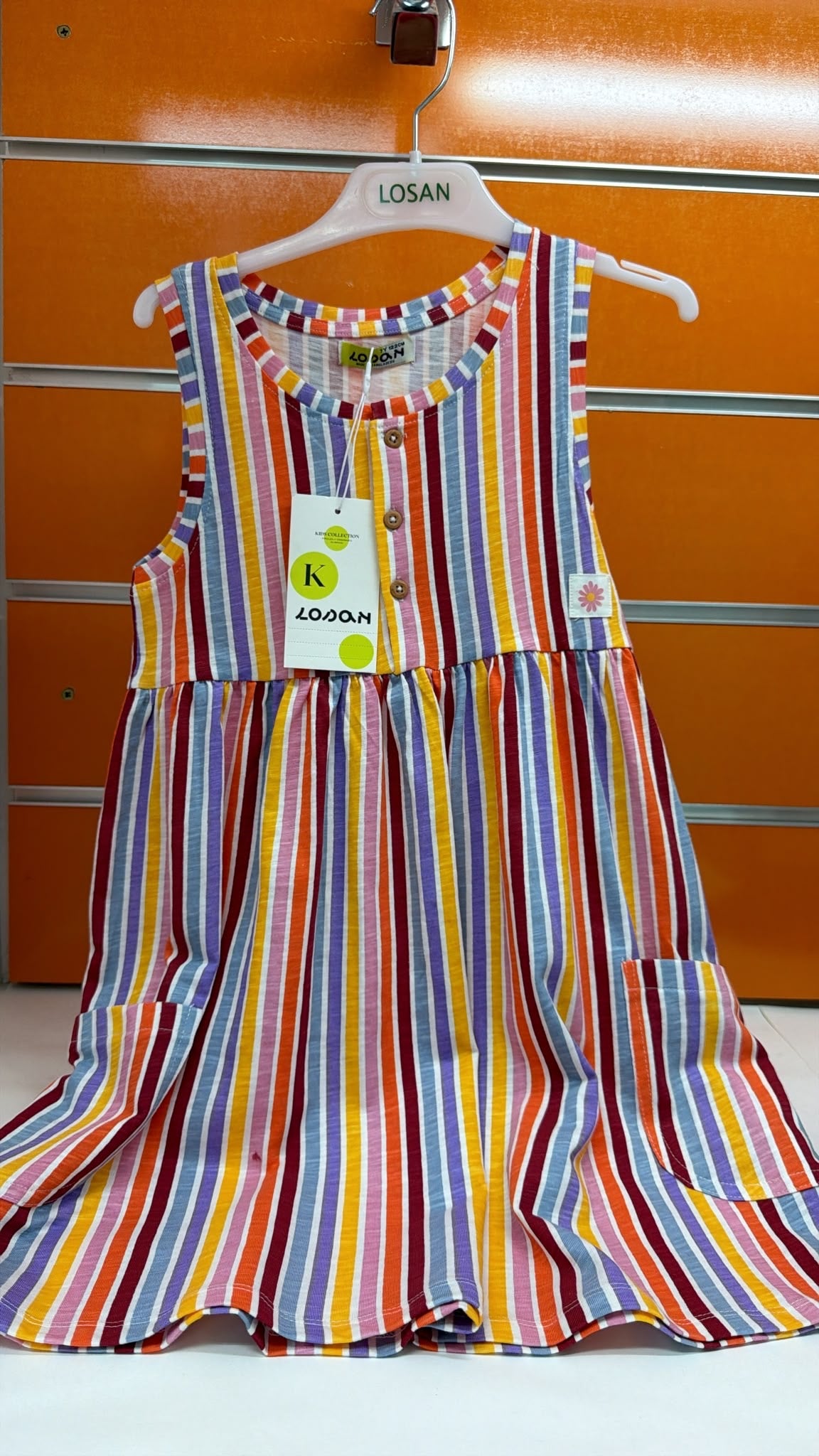 Vestido niña Losan de rayas multicolor — fotografía del producto
